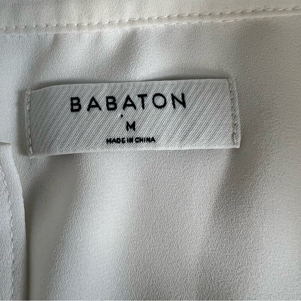 Aritzia Babaton Hestia Style Bow-Tie Georgette Blouse - Marshmallow-Size-Medium - Picture 3 of 7